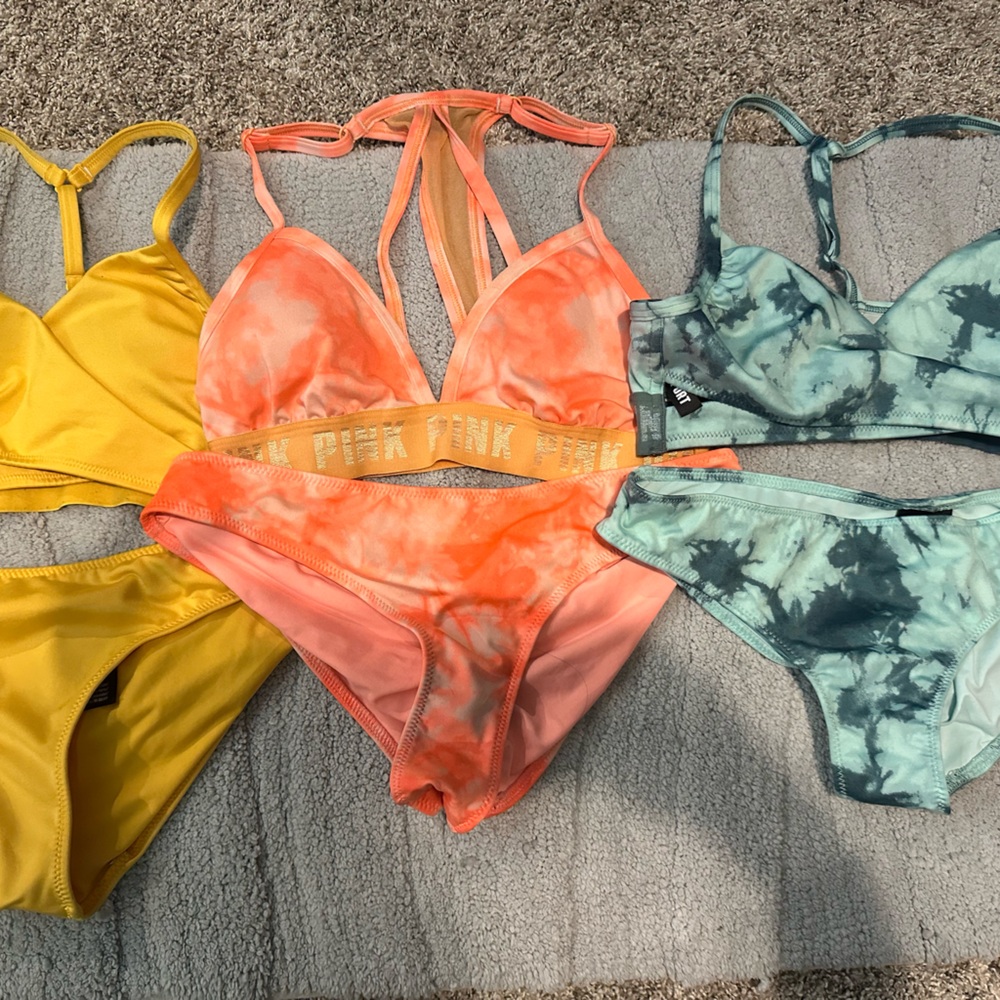 PINK Victoria's Secret Tie-Dye and Solid Bikinis